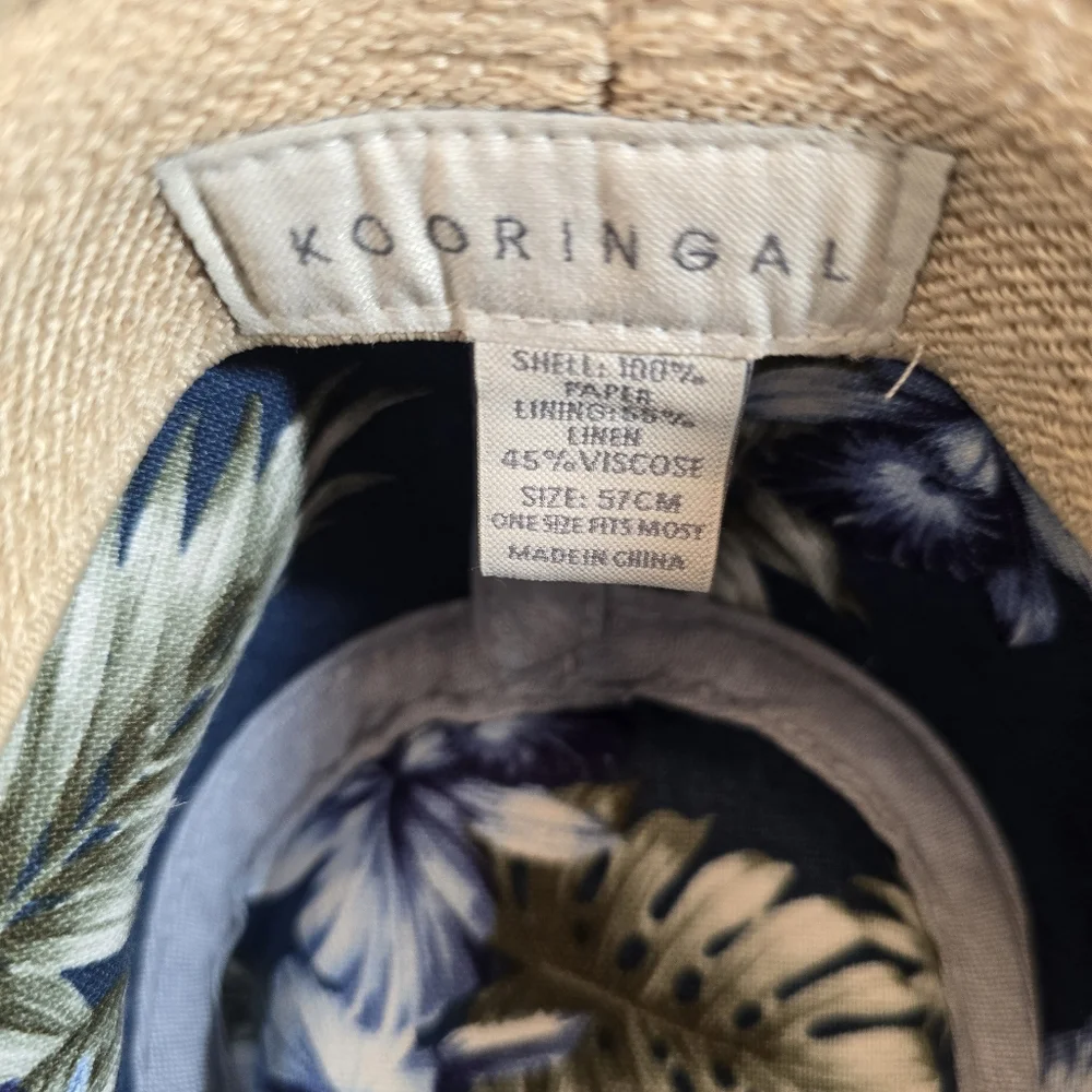 Kooringal Straw Hat Fedora with Floral Ribbon Band Size 57cm‎